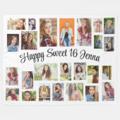 Erstellen Sie Ihre eigenen 25 Foto Happy Sweet 16 Fleecedecke (Vorderseite (Horizontal))