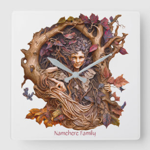Erstellen Sie Ihre eigenen 3D-Imitate Bois Tree La Quadratische Wanduhr