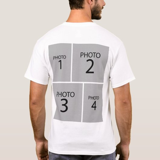 Erstellen Sie Ihre eigenen 4 FOTO COLLAGE Twin Fro T-Shirt (Rückseite)