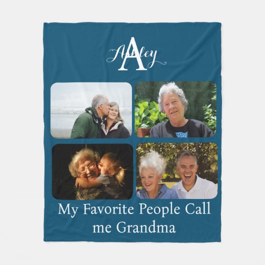 Erstellen Sie Ihre eigenen 4 FotoCollage Oma Monoc Fleecedecke (Vorderseite)