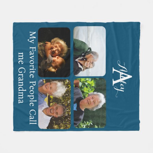 Erstellen Sie Ihre eigenen 4 FotoCollage Oma Monoc Fleecedecke (Vorderseite (Horizontal))