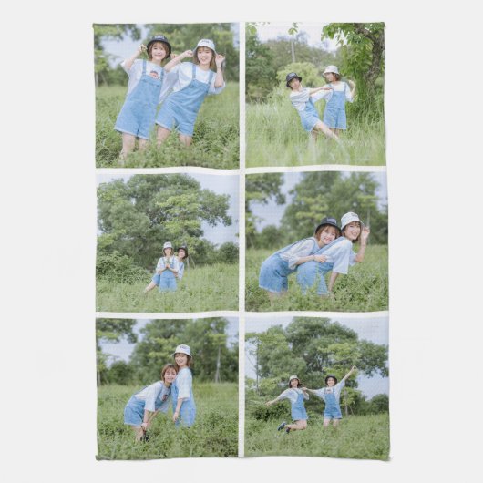 Erstellen Sie Ihre eigenen 6 Foto Collage Küchentü Geschirrtuch (Vertikal)