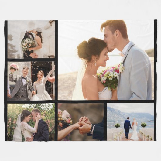 Erstellen Sie Ihre eigenen 6 FotoCollage Schwarz Fleecedecke (Vorderseite (Horizontal))