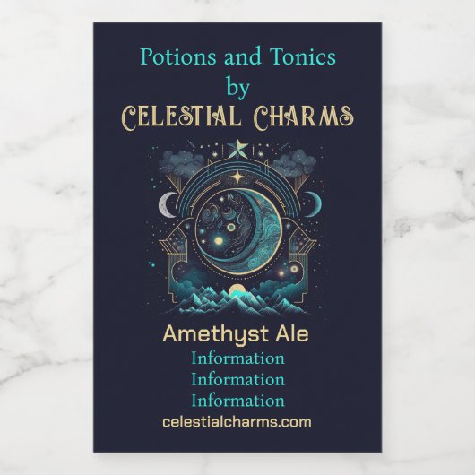 Erstellen Sie Ihre eigenen Abstrakten Himmelsmonde Weinetikett (Einzelnes Label)