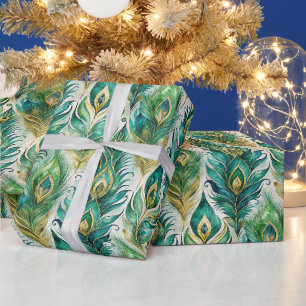 Erstellen Sie Ihre eigenen Art Deco Pfauenfedern Geschenkpapier