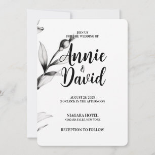 Erstellen Sie Ihre eigenen - B&W skizzierte Blume Einladung