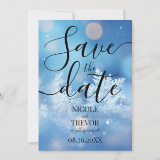 Erstellen Sie Ihre eigenen blauen Schneeflocken Bo Save The Date