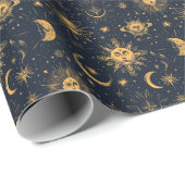 Erstellen Sie Ihre eigenen Blue Gold Celestis Moon Geschenkpapier (Rolleneckpunkt)