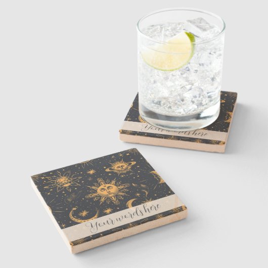 Erstellen Sie Ihre eigenen Blue Gold Celestis Moon Steinuntersetzer (Seitenansicht)