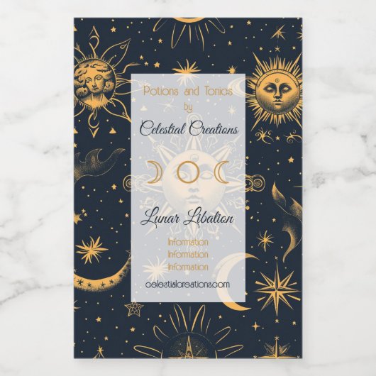 Erstellen Sie Ihre eigenen Blue Gold Celestis Moon Weinetikett (Einzelnes Label)