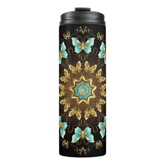 Erstellen Sie Ihre eigenen Blue & Gold Schmetterli Thermosbecher (Vorderseite)