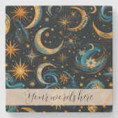 Erstellen Sie Ihre eigenen Blue & Gold Sun Moon & Steinuntersetzer (Vorderseite)