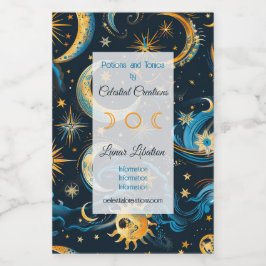 Erstellen Sie Ihre eigenen Blue & Gold Sun Moon &  Weinetikett