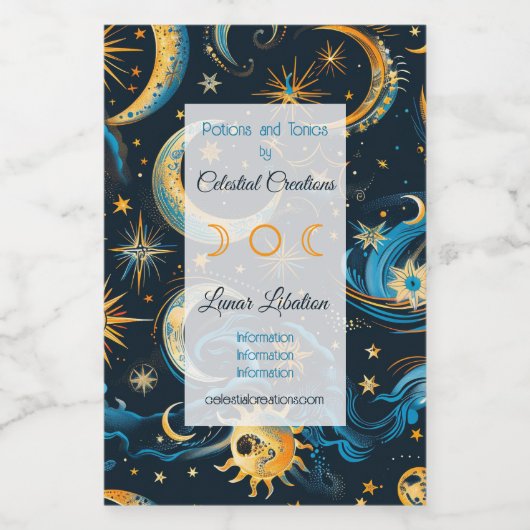 Erstellen Sie Ihre eigenen Blue & Gold Sun Moon &  Weinetikett (Einzelnes Label)