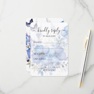 Erstellen Sie Ihre eigenen Blue Watercolor Butterf RSVP Karte