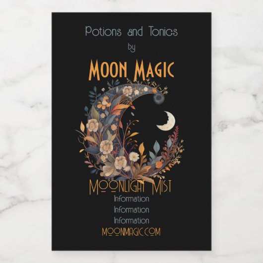 Erstellen Sie Ihre eigenen Boho Blumenmonde Weinetikett (Einzelnes Label)