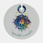 Erstellen Sie Ihre eigenen Boho Feathers, Moon & S Ornament Aus Glas (Rückseite)