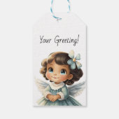 Erstellen Sie Ihre eigenen Brünetten Blauen Engel Geschenkanhänger (Rückseite)