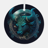 Erstellen Sie Ihre eigenen Celestial Taurus Zodiac Ornament Aus Glas (Rückseite)