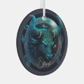 Erstellen Sie Ihre eigenen Celestial Taurus Zodiac Ornament Aus Glas (Vorderseite Rechts)