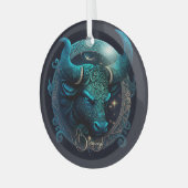 Erstellen Sie Ihre eigenen Celestial Taurus Zodiac Ornament Aus Glas (Vorderseite links)