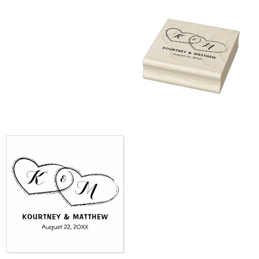 Erstellen Sie Ihre eigenen Couple Hearts Wedding Gummistempel (Stempel)