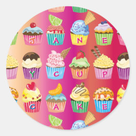 Erstellen Sie Ihre eigenen Cupcake Monogram Köstli Runder Aufkleber
