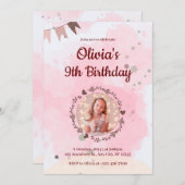 Erstellen Sie Ihre eigenen Custom Foto Girls Pink Einladung (Vorne/Hinten)