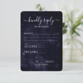 Erstellen Sie Ihre eigenen Deep Blue Bokeh Waters RSVP Karte (Stehend Vorderseite)