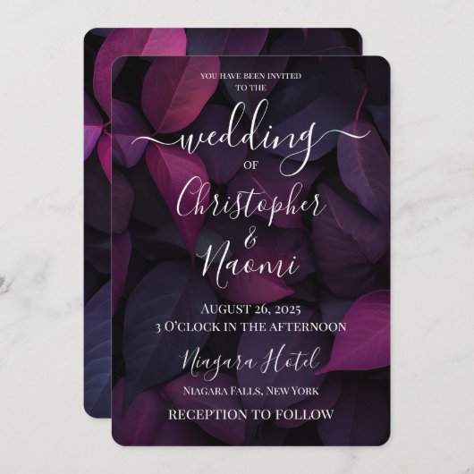 Erstellen Sie Ihre eigenen Deep Fuchsia-Blätter Einladung (Vorne/Hinten)