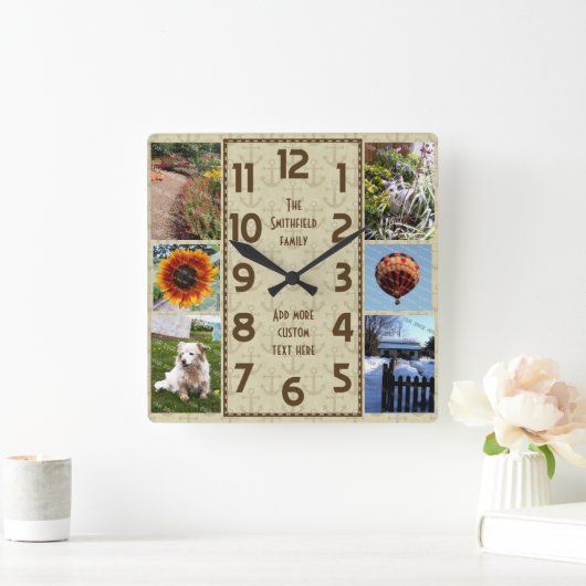 Erstellen Sie Ihre eigenen Deko 6 Collage Brown An Quadratische Wanduhr (Zuhause)