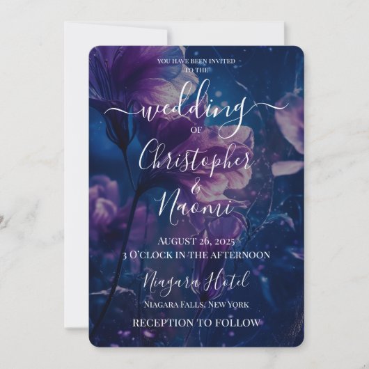Erstellen Sie Ihre eigenen dunkelblauen und violet Einladung (Vorderseite)