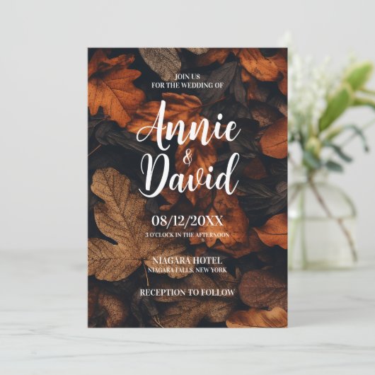 Erstellen Sie Ihre eigenen dunklen Herbstblätter H Einladung (Stehend Vorderseite)