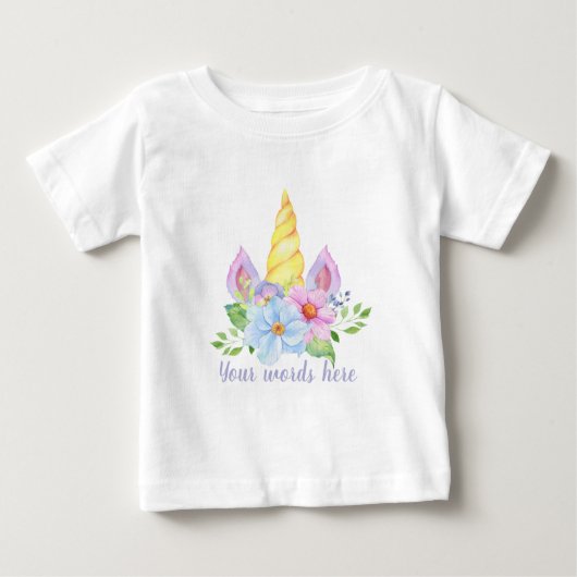 Erstellen Sie Ihre eigenen Einhornhörner & Blume Baby T-shirt (Vorderseite)