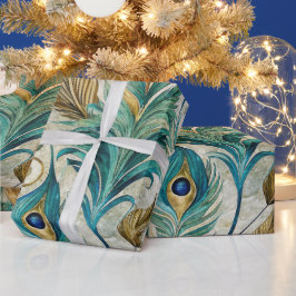 Erstellen Sie Ihre eigenen fancy Wasserfarbe Pfaue Geschenkpapier