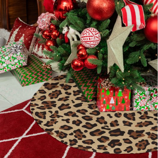 Erstellen Sie Ihre eigenen Farben Leopard Spot Polyester Weihnachtsbaumdecke