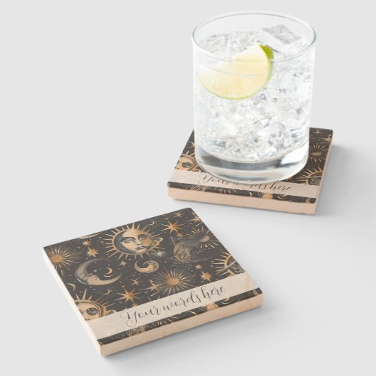 Erstellen Sie Ihre eigenen Gesichter im Himmel Him Steinuntersetzer (Seitenansicht)