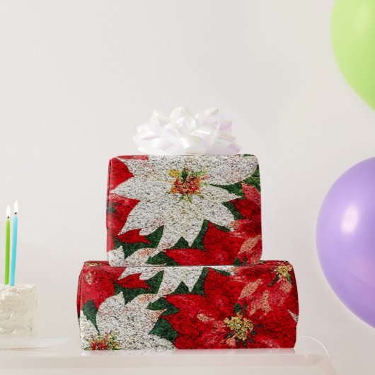 Erstellen Sie Ihre eigenen Glitzer-Poinsettia-Blum Geschenkpapier (Partygeschenke)