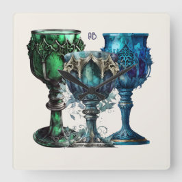 Erstellen Sie Ihre eigenen gotischen blauen und gr Quadratische Wanduhr