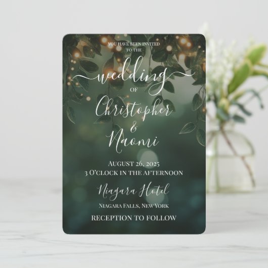 Erstellen Sie Ihre eigenen grünen Blätter und Lich Einladung (Stehend Vorderseite)