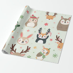 Erstellen Sie Ihre eigenen grünen Kawaii-Freunde T Geschenkpapier