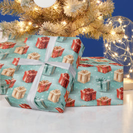 Erstellen Sie Ihre eigenen grünen, roten und golde Geschenkpapier