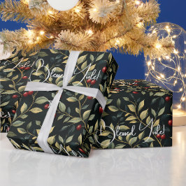Erstellen Sie Ihre eigenen hellgrünen roten Beeren Geschenkpapier