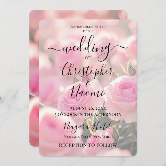 Erstellen Sie Ihre eigenen Hübschen Rosatösen. Einladung (Vorne/Hinten)