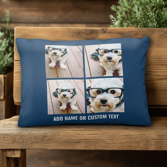 Erstellen Sie Ihre eigenen Instagram Collage Navy  Zierkissen (Custom Photo Pillow)