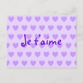 Erstellen Sie Ihre eigenen Je T’aime Lila Hearts Postkarte (Vorderseite)