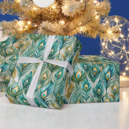 Erstellen Sie Ihre eigenen juwelengetönten Pfauenf Geschenkpapier