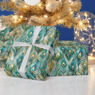 Erstellen Sie Ihre eigenen juwelengetönten Pfauenf Geschenkpapier