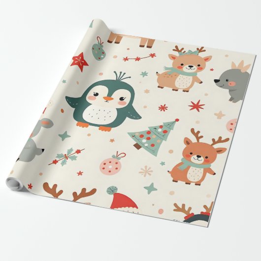 Erstellen Sie Ihre eigenen Kawaii-Freunde Winterti Geschenkpapier (Ungerollt)