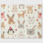 Erstellen Sie Ihre eigenen Kawaii Weihnachtstiere Geschenkpapier (Flach)